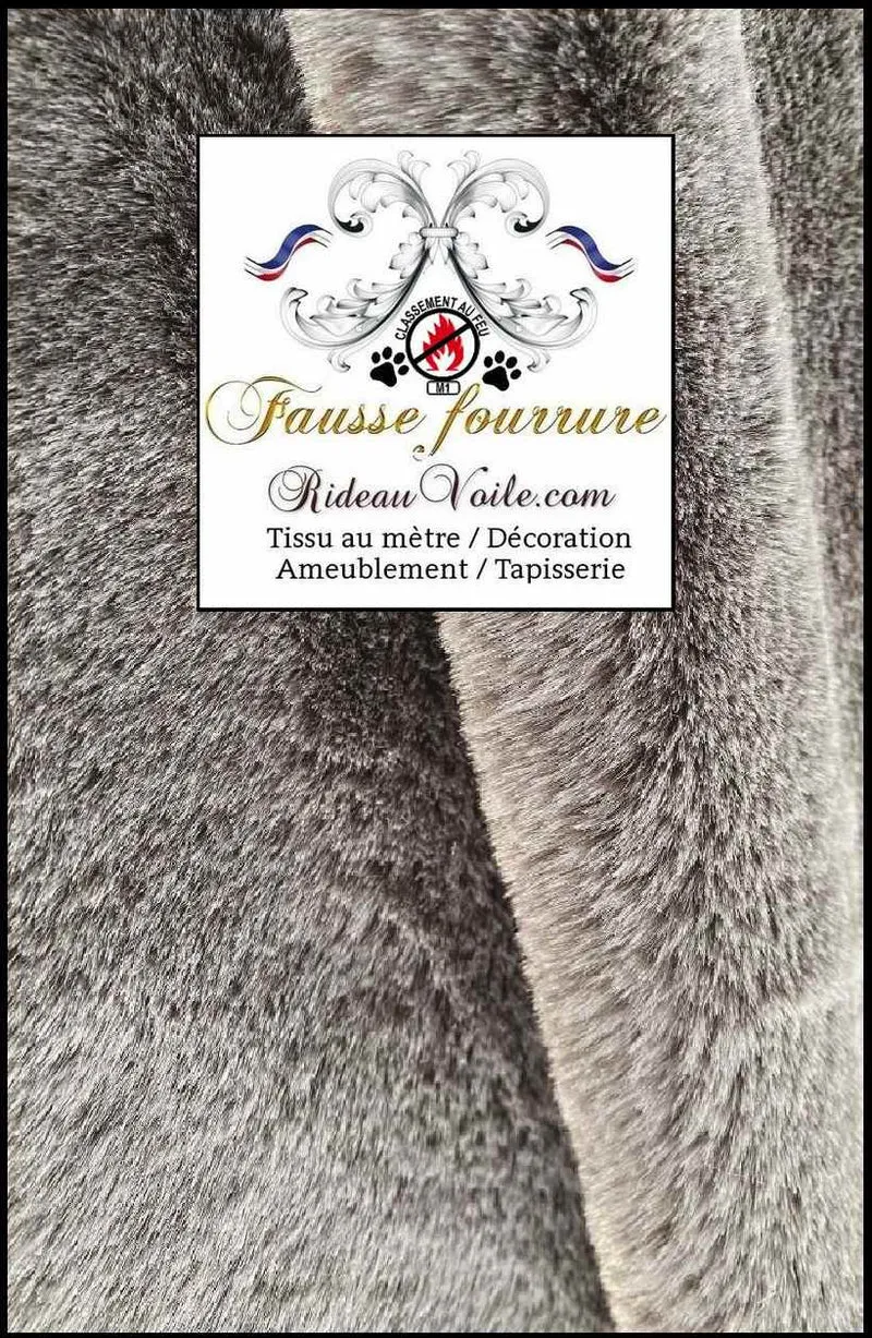 Tissu ignifuge 🔥 d'intérieur fausse fourrure animal gris mètre Tapisserie siège Rideau