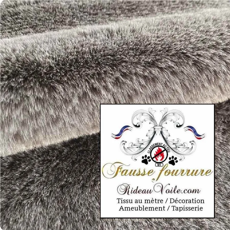 Tissu ignifuge 🔥 d'intérieur fausse fourrure animal gris mètre Tapisserie siège Rideau