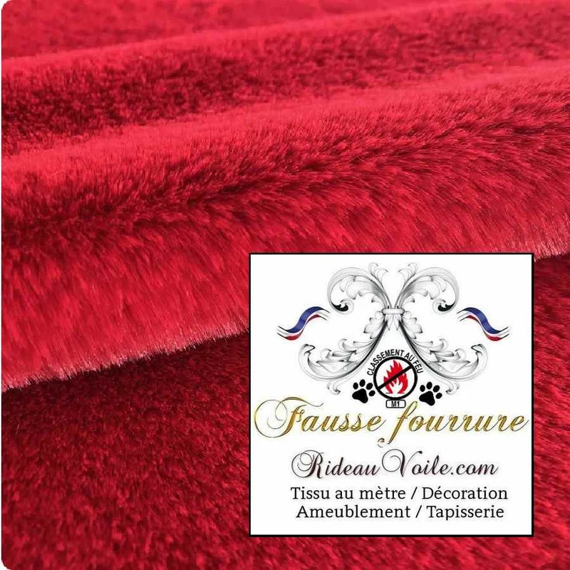 Tissu d'ameublement fausse fourrure animal rouge mètre Tapisserie literie Rideau