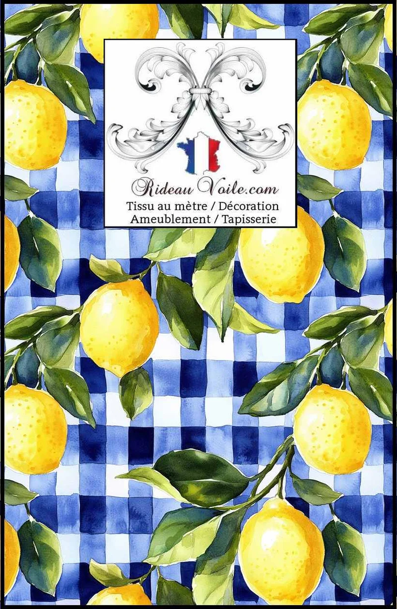 Décoration tapisserie motif agrume citron botanique citrus tissu ameublement mètre