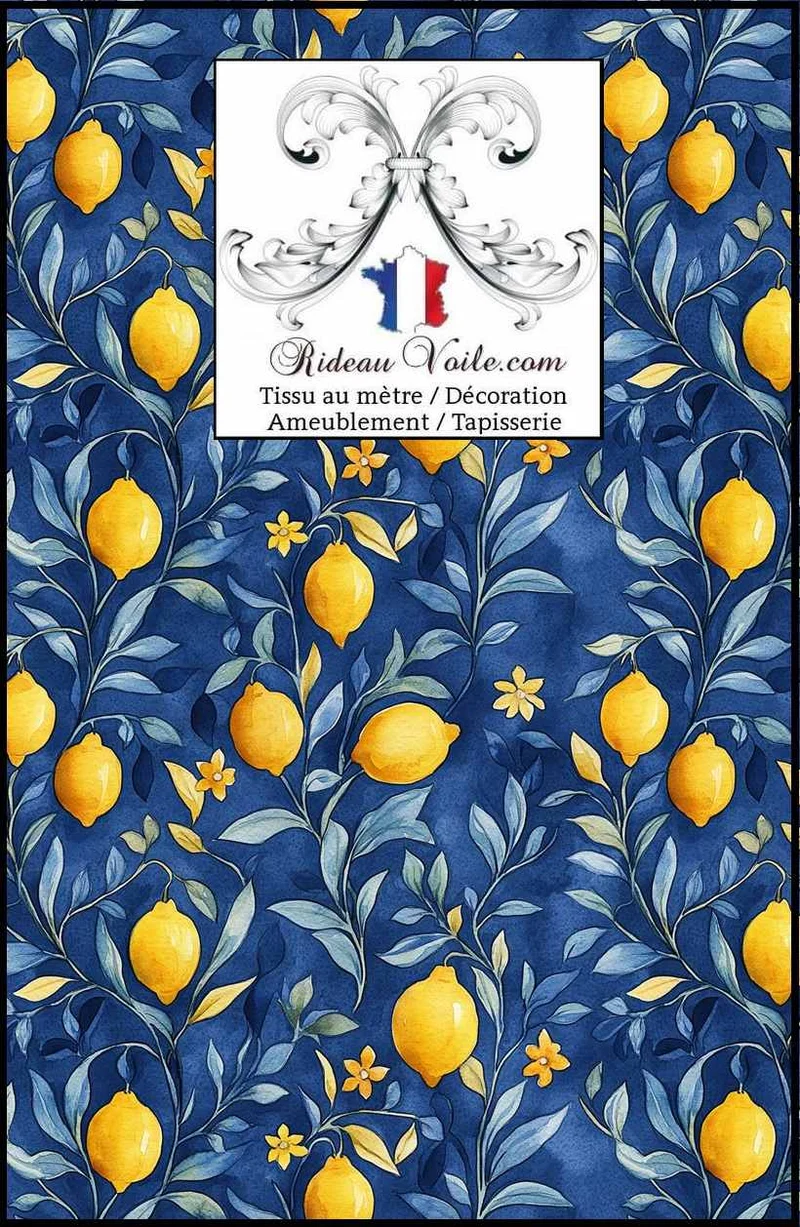 Décoration tissu Imprimé agrume citron botanique citrus tissu ameublement mètre