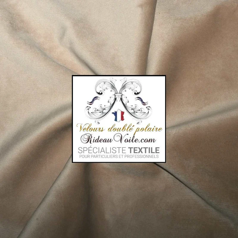 Velours beige isolant froid doublé revers polaire gris Occultant thermique Acoustique mètre