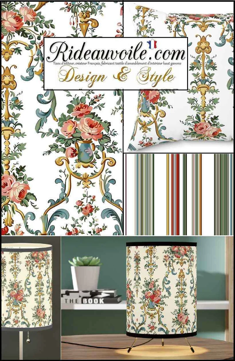 Tissu M1 ameublement IGNIFUGE Baroque Rococo Shabby imprimé voilage tapis moquette
