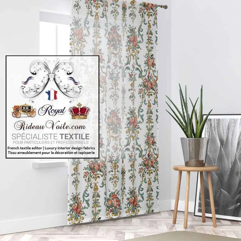 Tissu M1 ameublement IGNIFUGE Baroque Rococo Shabby imprimé voilage tapis moquette