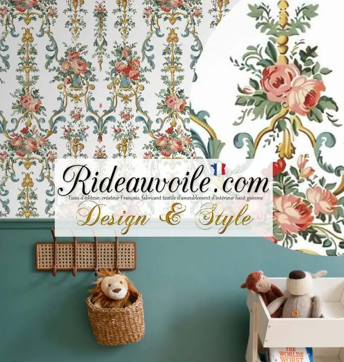 Tissu M1 ameublement IGNIFUGE Baroque Rococo Shabby imprimé voilage tapis moquette