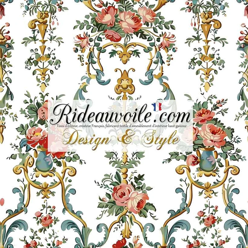 Tissu M1 ameublement IGNIFUGE Baroque Rococo Shabby imprimé voilage tapis moquette