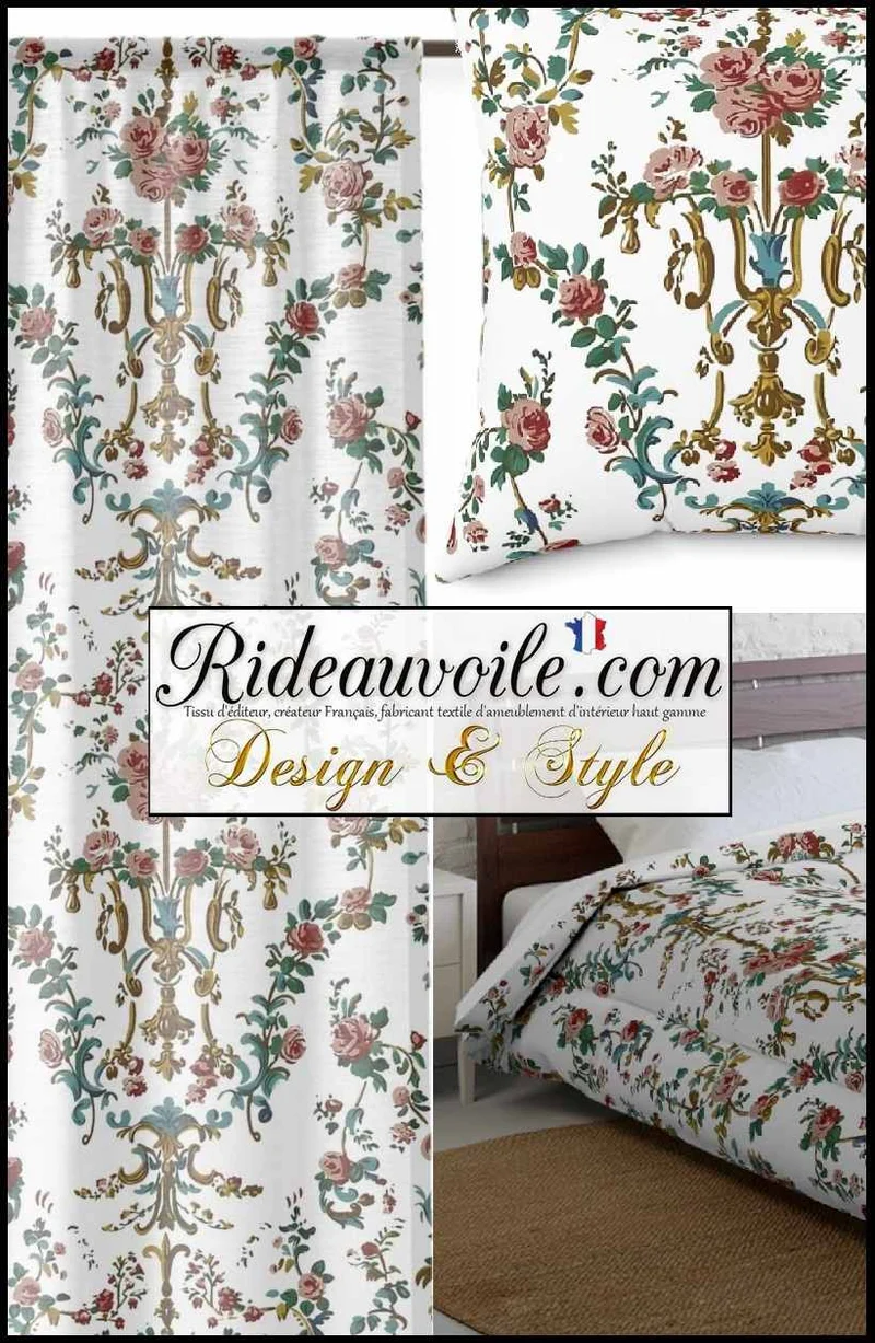 Tissu ameublement imprimé style soierie jacquard Baroque floral Rococo mètre