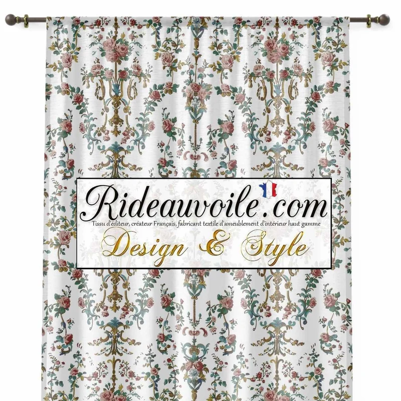 Tissu ameublement imprimé style soierie jacquard Baroque floral Rococo mètre