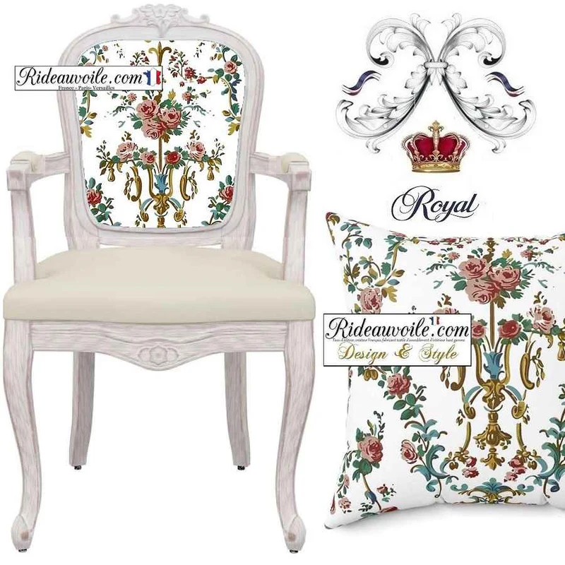 Tissu ameublement imprimé style soierie jacquard Baroque floral Rococo mètre