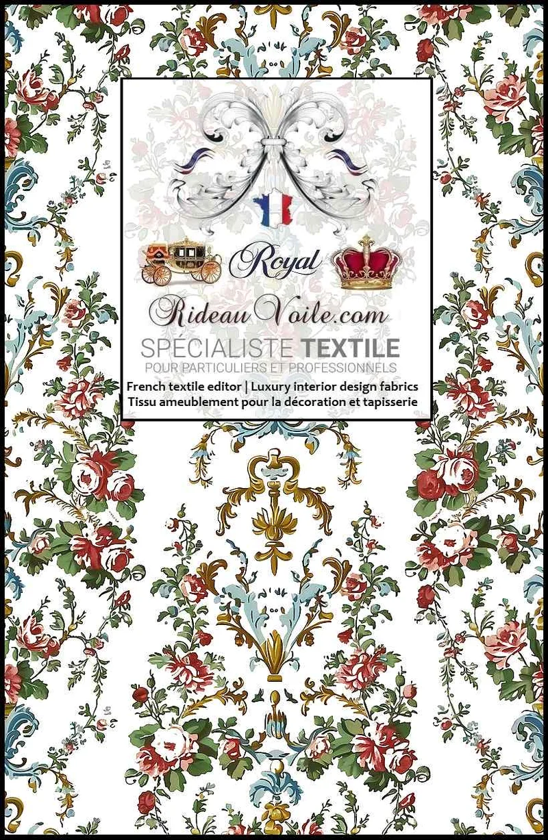 Tissu Ancien Rococo ameublement motif Baroque Marie-Antoinette floral mètre rideau