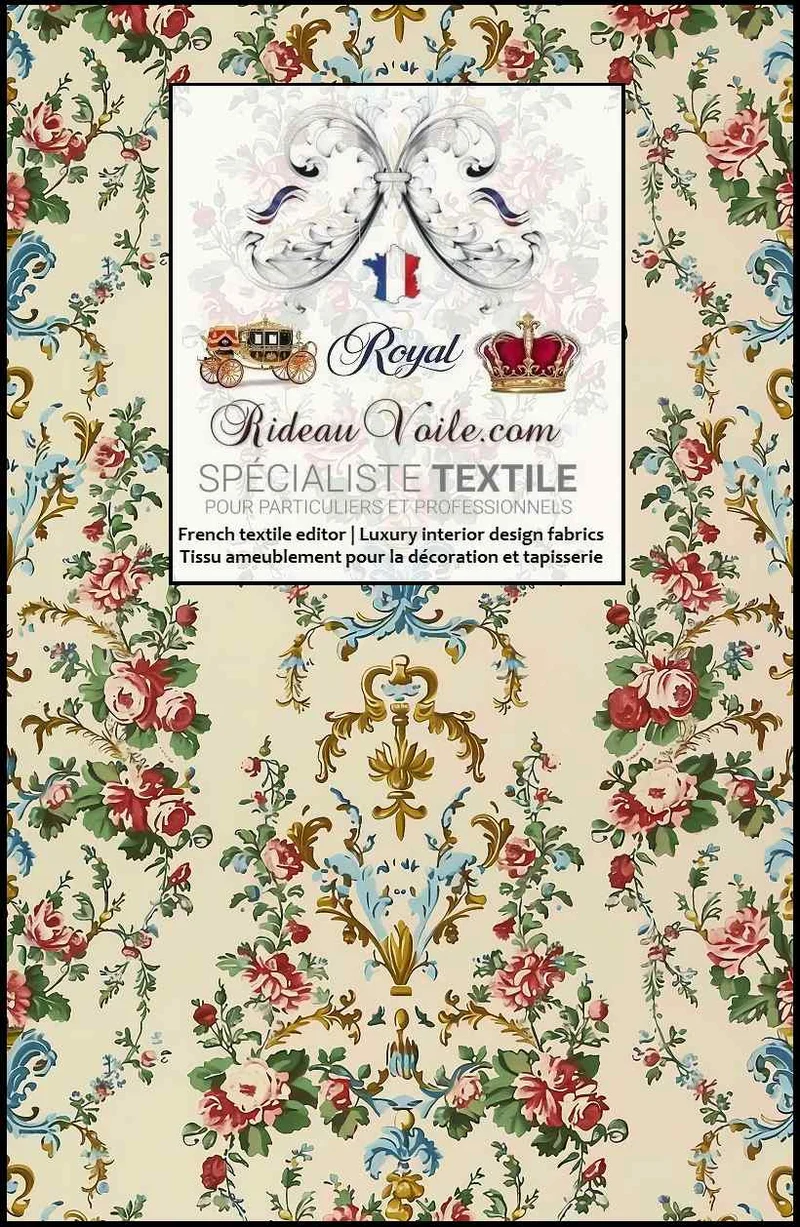 Tissu Rococo Print Design Fabric upholstery architect interior Wallpaper M1 Decor ignifuge