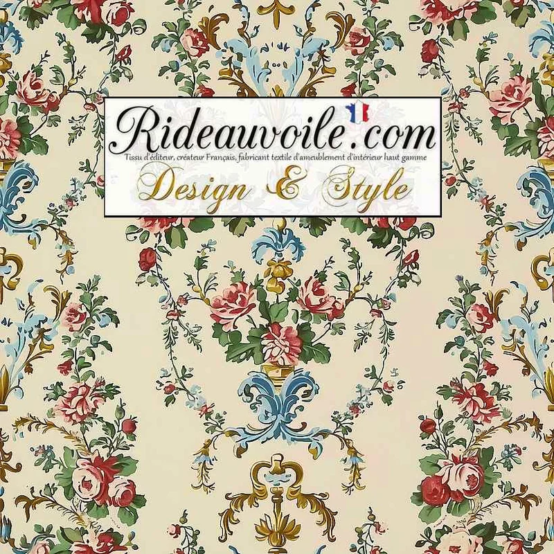 Tissu Rococo Print Design Fabric upholstery architect interior Wallpaper M1 Decor ignifuge