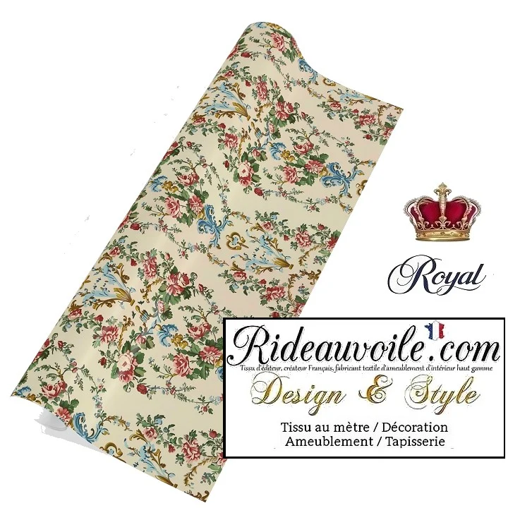 Tissu Rococo Print Design Fabric upholstery architect interior Wallpaper M1 Decor ignifuge