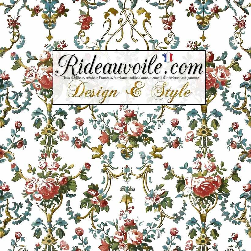 Tissu ameublement d'intérieur opulent motif style designers Rococo Floral au mètre