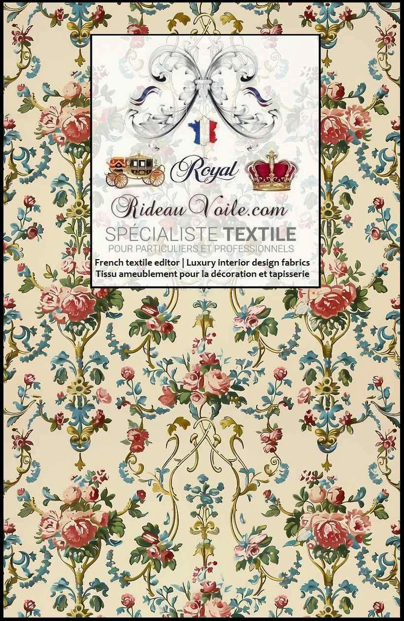 Tissu ameublement intérieur vintage motif Baroque cretonne style Rococo Floral mètre