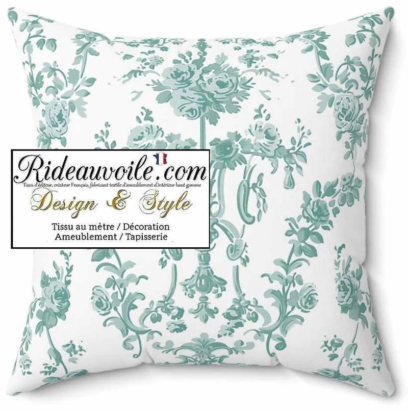 TOILE AMEUBLEMENT bleu Baroque mètre style Rococo imprimé florale confection rideau