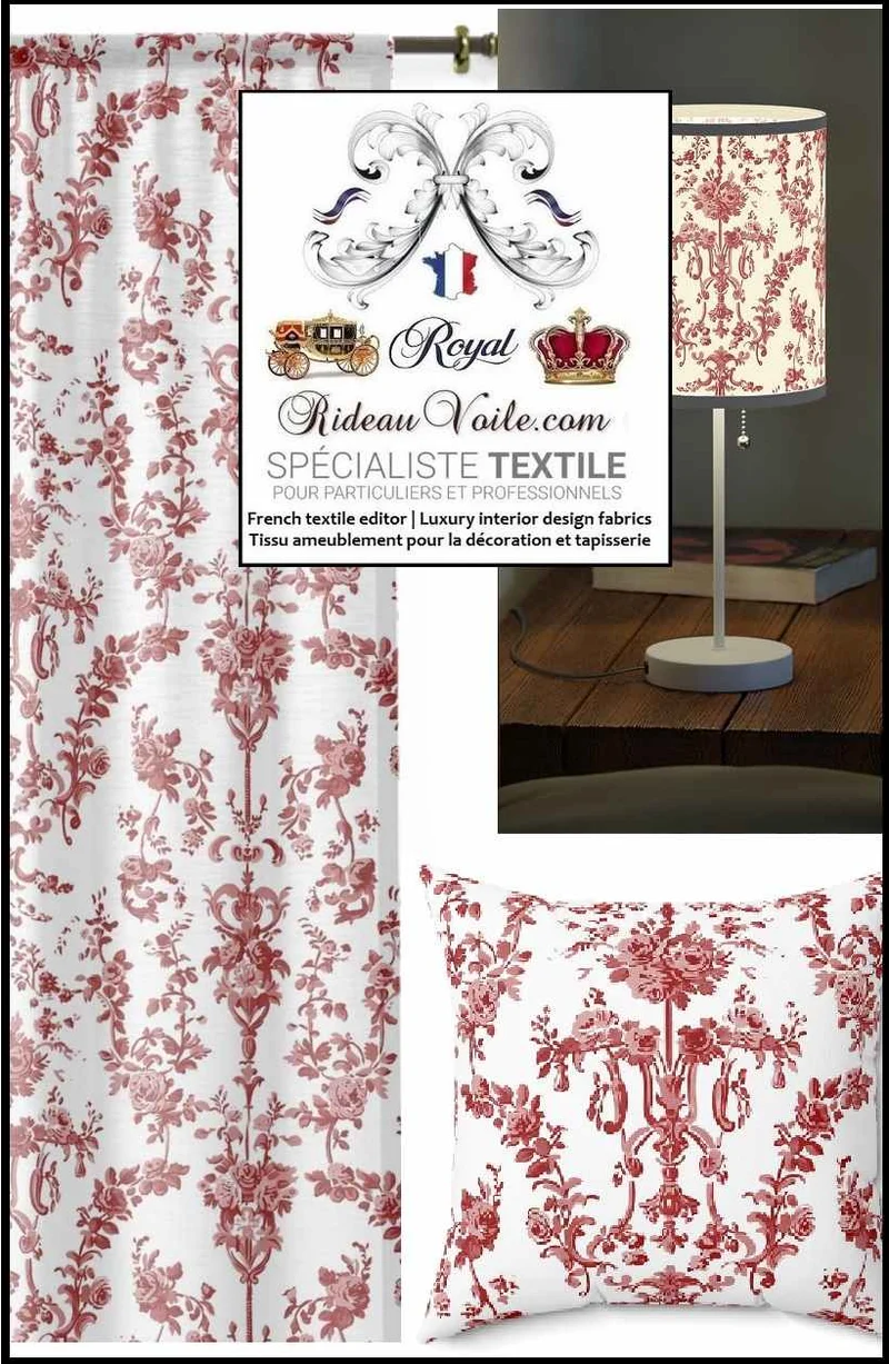 Architecture intérieur Baroque imprimé Rococo volute florale | Rideau voilage moquette