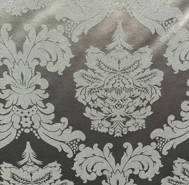 Tissu ameublement mètre Jacquard Damasco Baroque rideau GRIS foncé floral Damassé