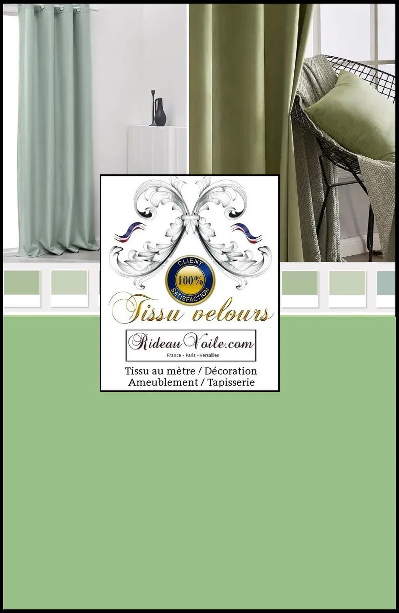 Tissu velours d'ameublement intérieur vert au mètre designer architecte
