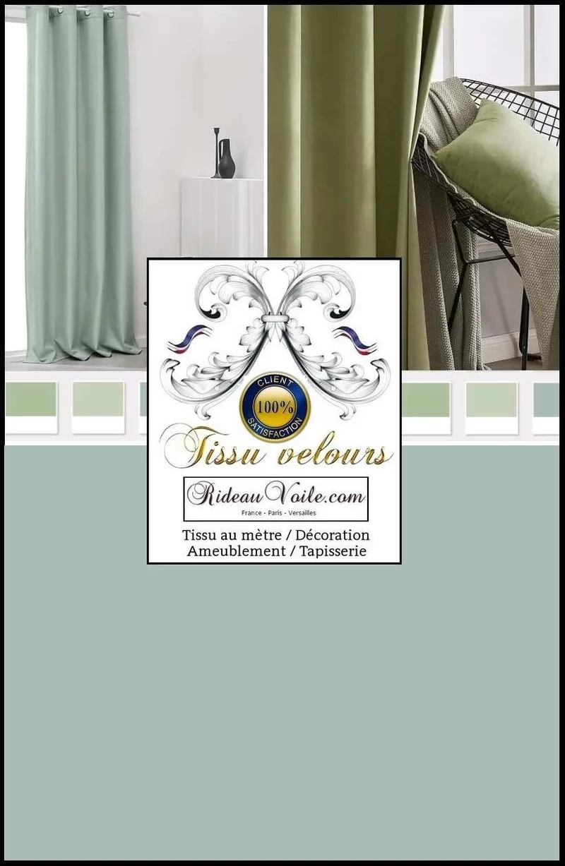 Tissu velours vert d'ameublement intérieur au mètre rideaux & tapisserie sièges