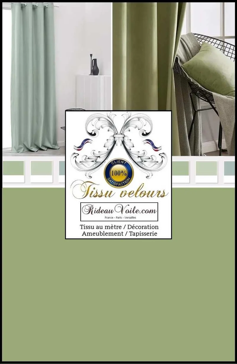 Tissu velours vert d'ameublement intérieur au mètre rideau & tapisserie sièges
