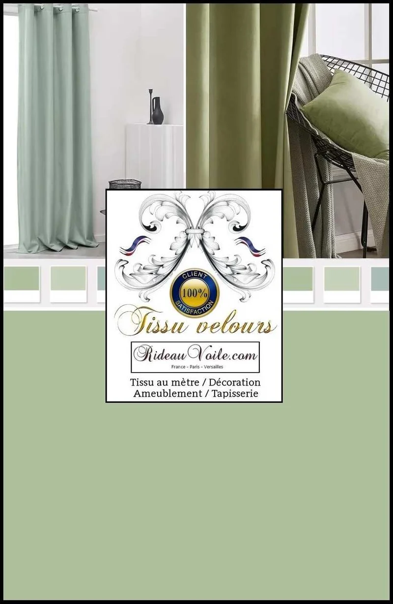 Tissu velours vert d'ameublement intérieur au mètre designer architecte