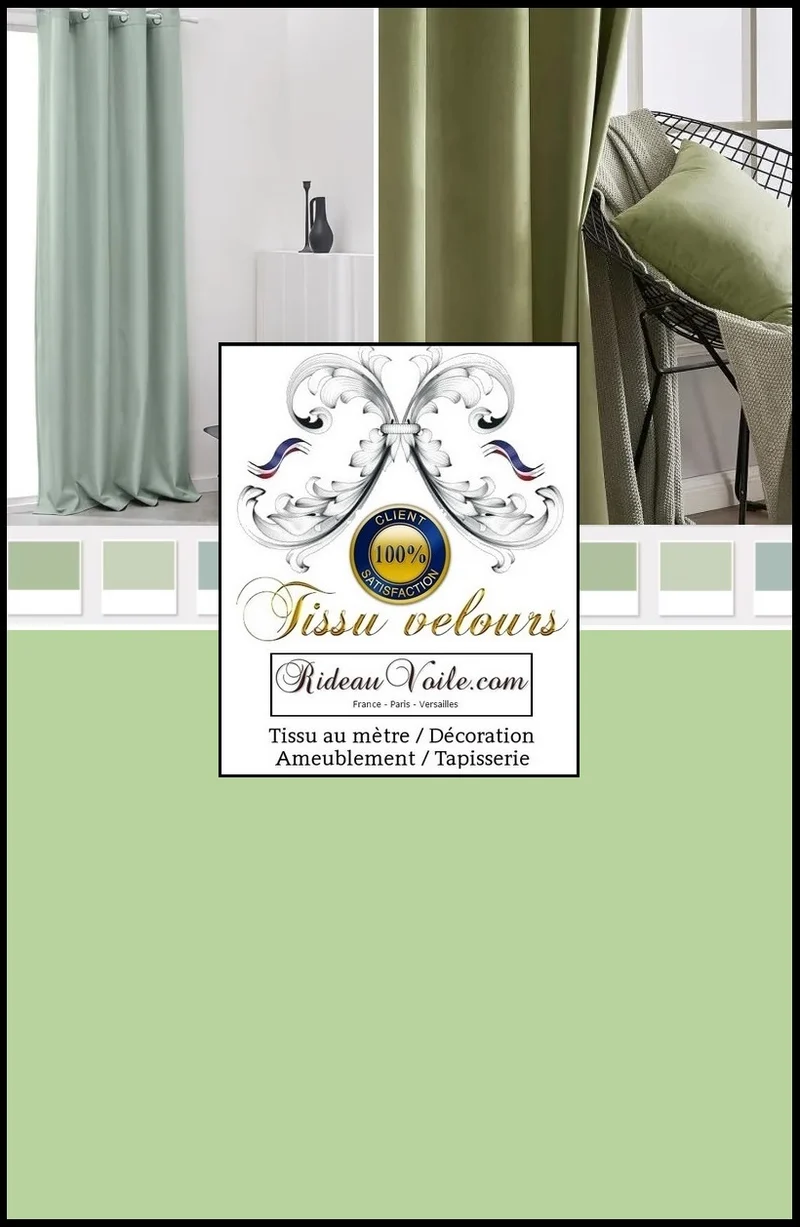 Boutique tissu velours d'ameublement intérieur vert au mètre designer architecte