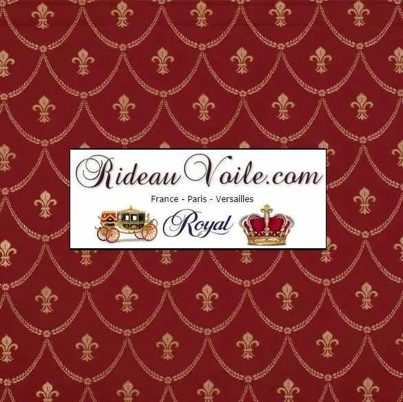 Tissu ameublement décoration tapisserie Jacquard rouge Empire motif Fleur de Lys