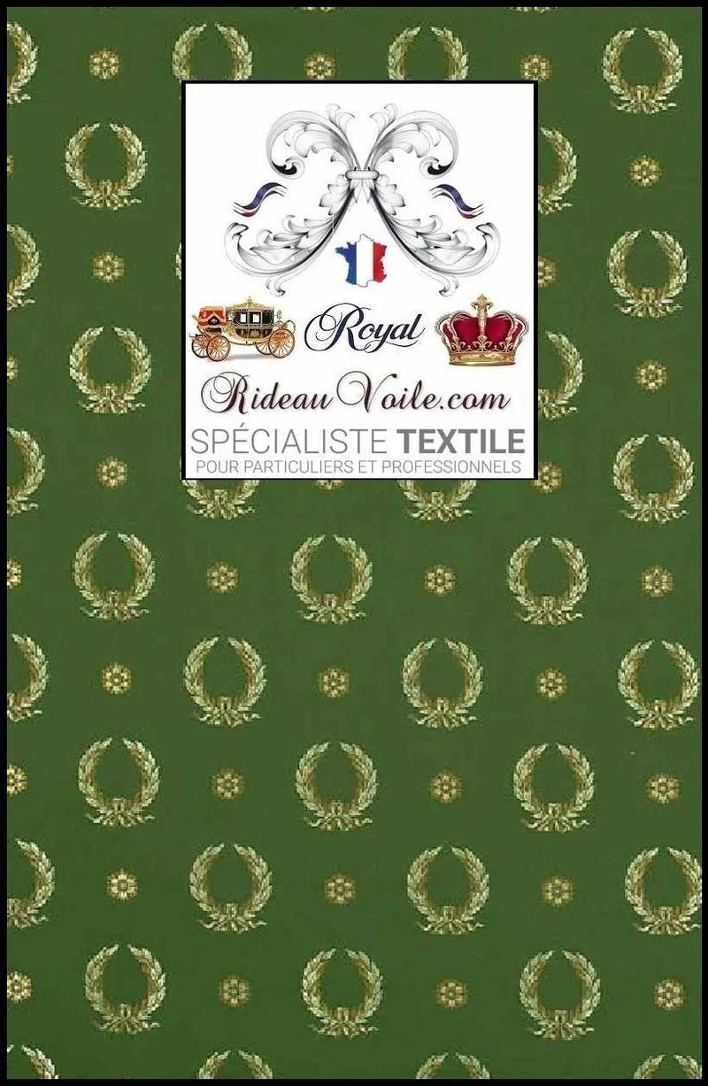 Architecte intérieur tissu ameublement Jacquard Vert Empire motif couronne Napoléon