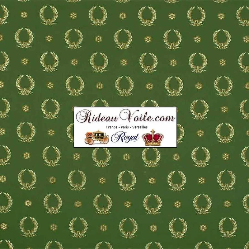 Architecte intérieur tissu ameublement Jacquard Vert Empire motif couronne Napoléon