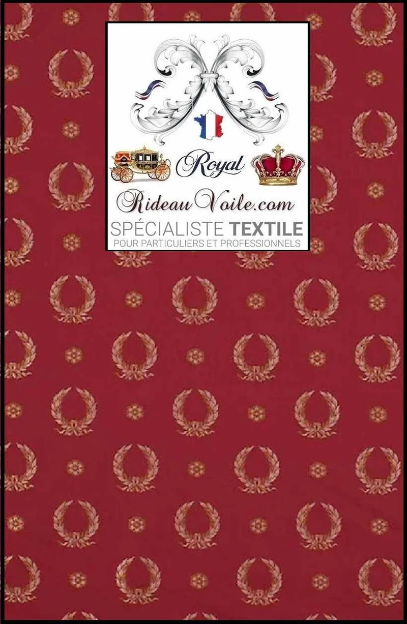 Architecte intérieur tissu ameublement Jacquard Rouge Empire motif couronne Napoléon