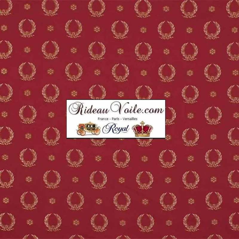 Architecte intérieur tissu ameublement Jacquard Rouge Empire motif couronne Napoléon