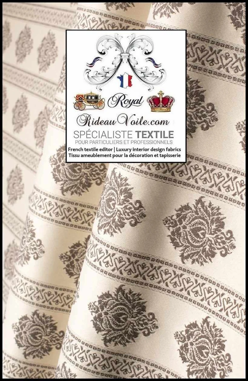 Tissu ameublement Jacquard Damasco Damassé classique rayure florale au mètre