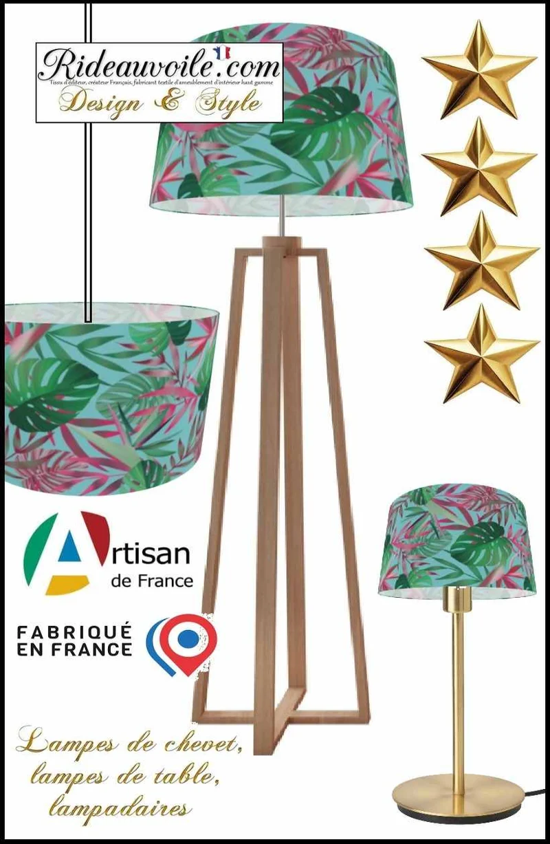 Fabrication unique Abat-jour intérieur sur mesure motif Exotique Tropicale Feuilles