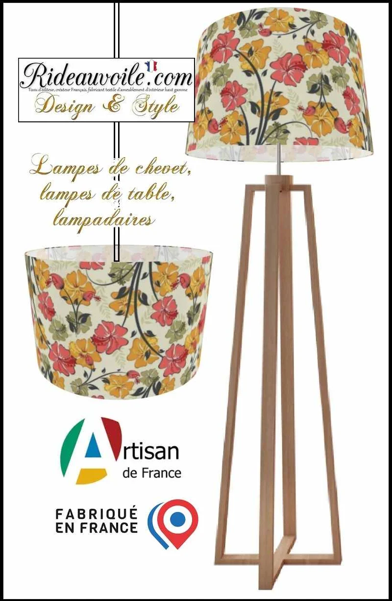 Fabrication unique Abat-jour intérieur sur mesure motif jardins de fleurs couleurs