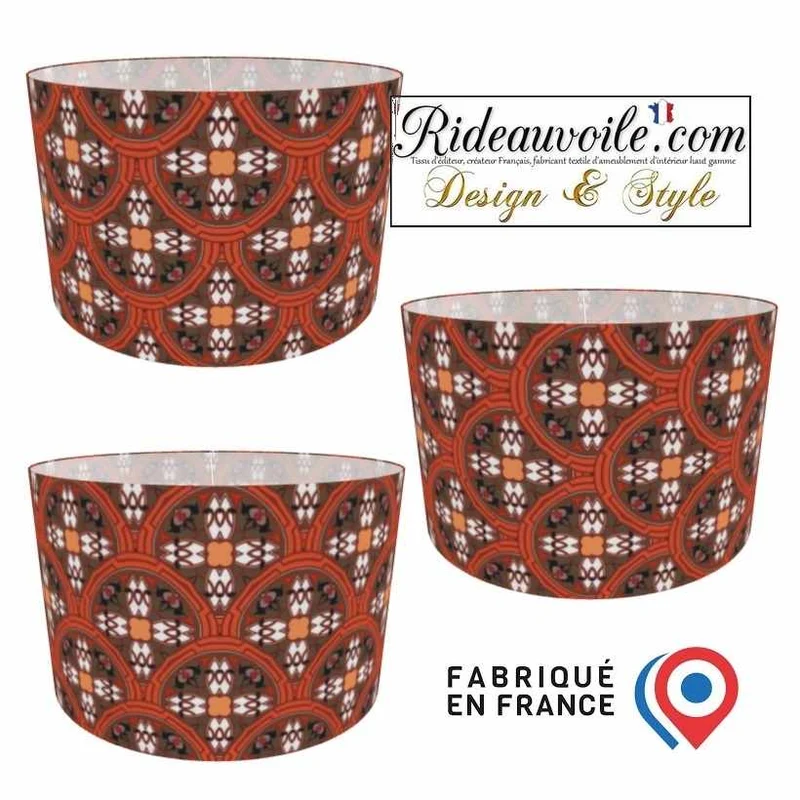 Fabrication Abat-jour sur mesure lampe, lampadaire tissu motif ethnique tribal rouge