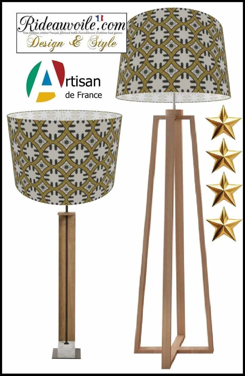 Création Abat-jour sur mesure à poser & suspension tissu motif ethnique graphique