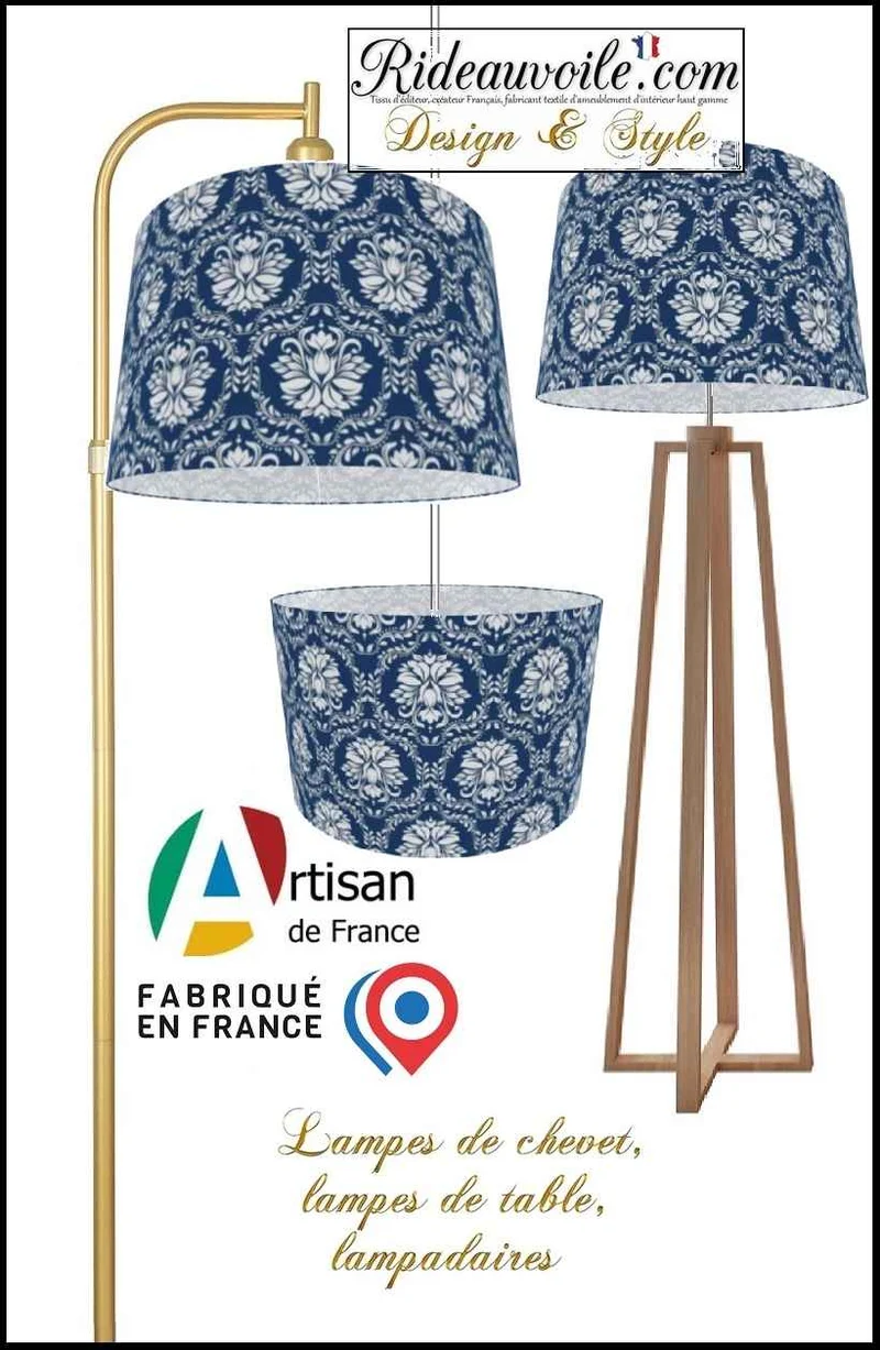 Abat-jour bleu sur mesure Cylindrique à poser lampe de chevet, lampadaire, suspension