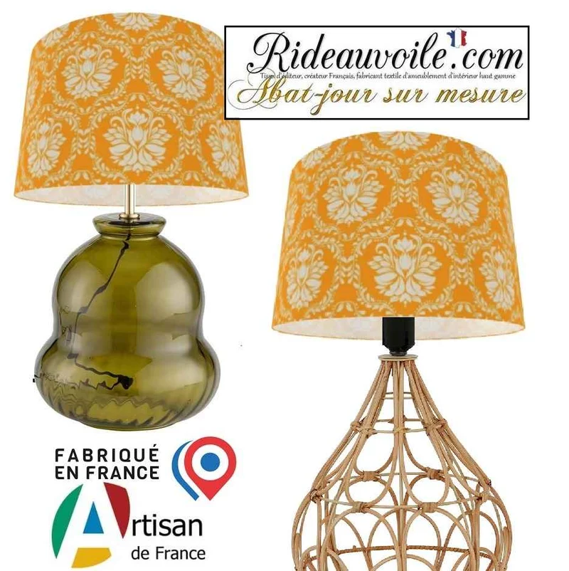 Confection Abat-jour rond sur mesure Tissu coton lin haute couture éditeur créateur