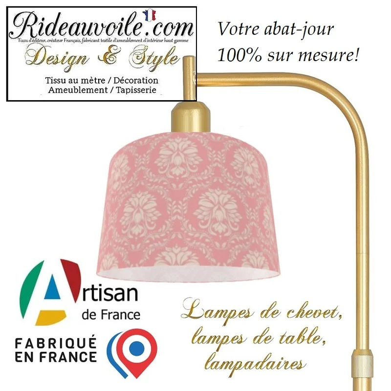 Architecte intérieur designer décoration Abat-jour rose sur mesure imprimé fleurs