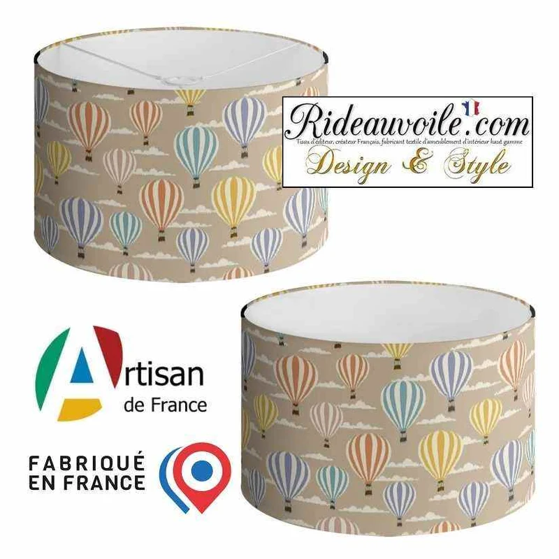AbatJouriste luminaire sur mesure abat-jour tissu tapissier motif enfant Montgolfière