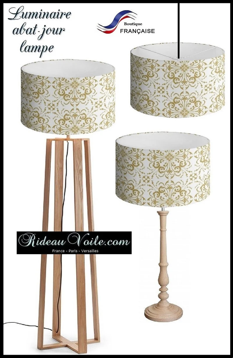 Tissu Baroque Or création abat-jour et luminaire, fabrication artisanale et sur mesure