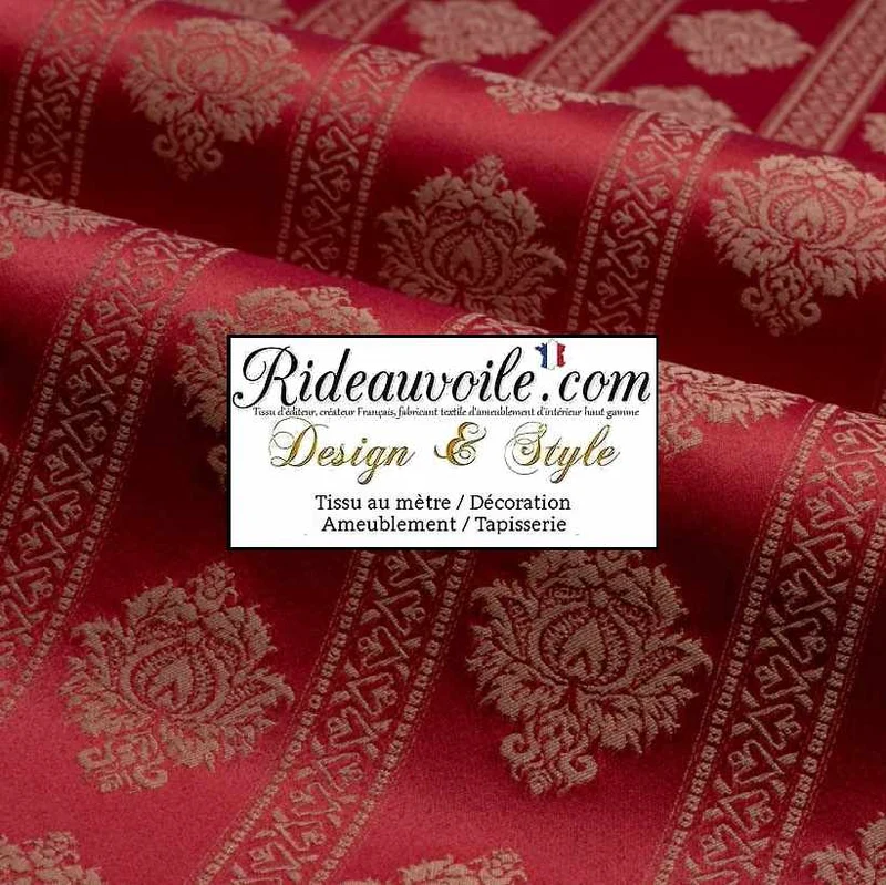 Tissu ameublement Jacquard Intérieur design classique rayures ligne florale mètre