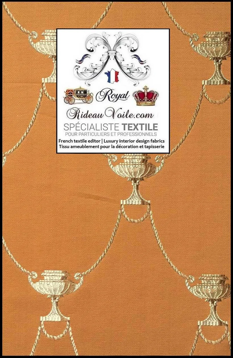 Tissu ameublement d'intérieur Tapisserie rénovation au mètre Orange or Empire rideau
