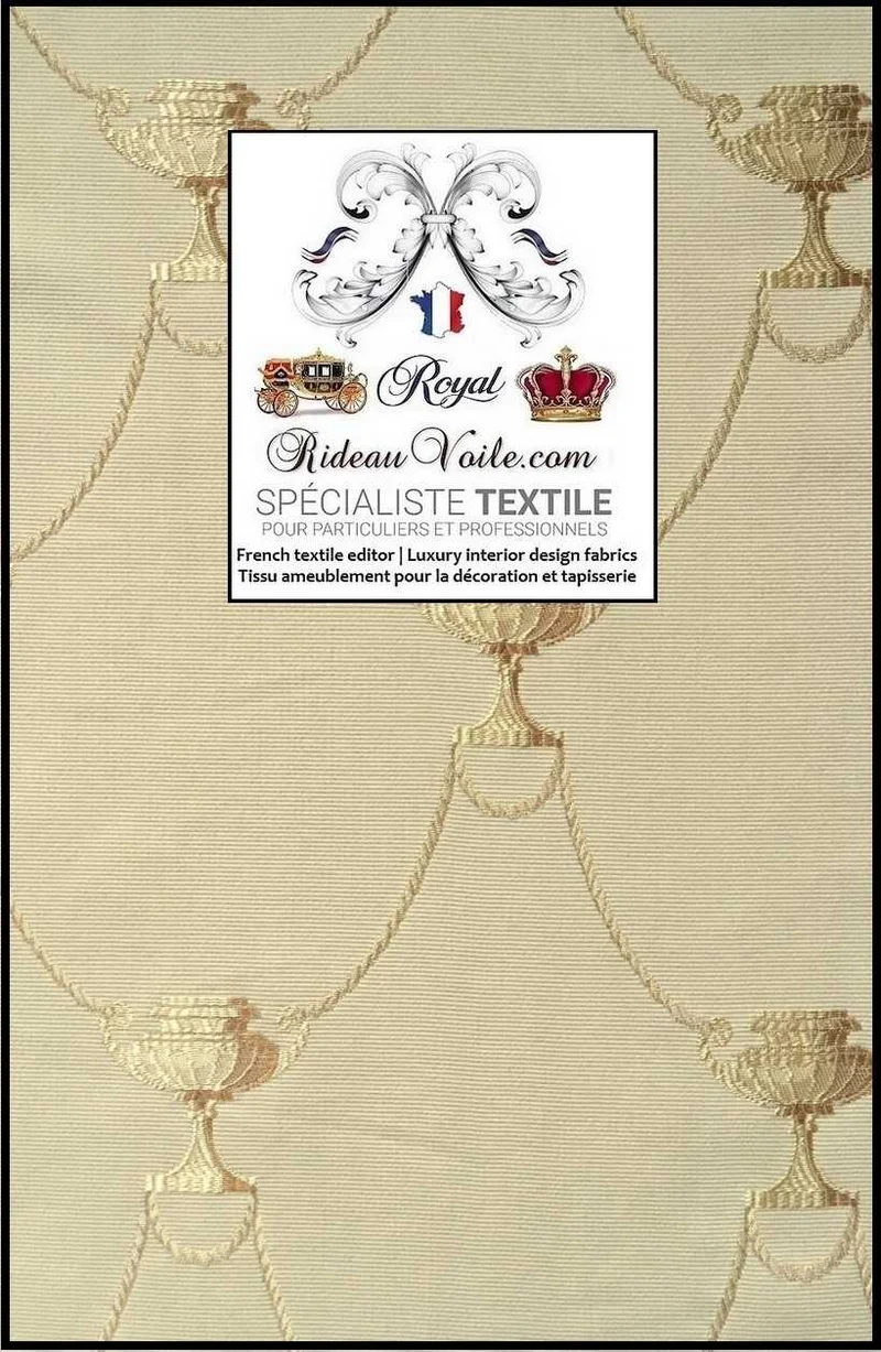 Tissu ameublement haute qualité rénovation au mètre couleur beige or Empire