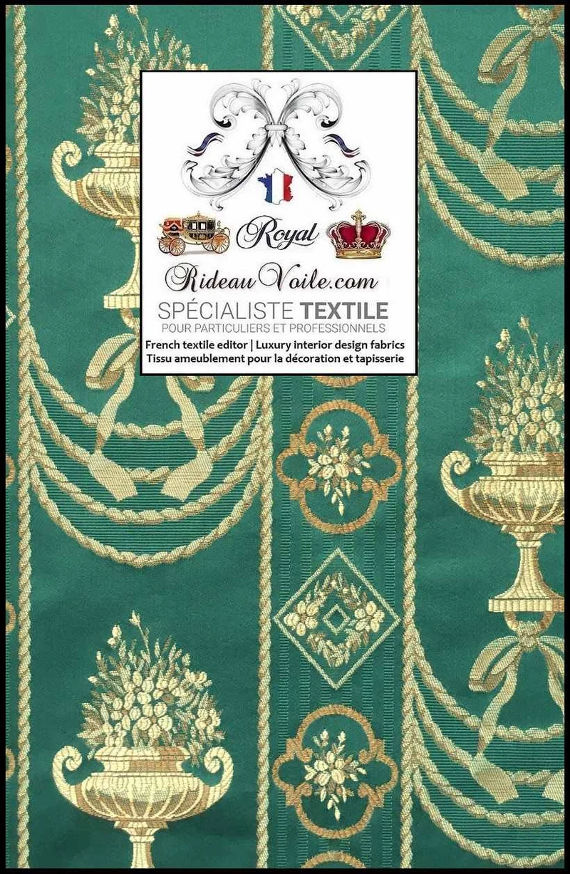 Tissu ameublement agencement rénovation au mètre couleur vert or Empire