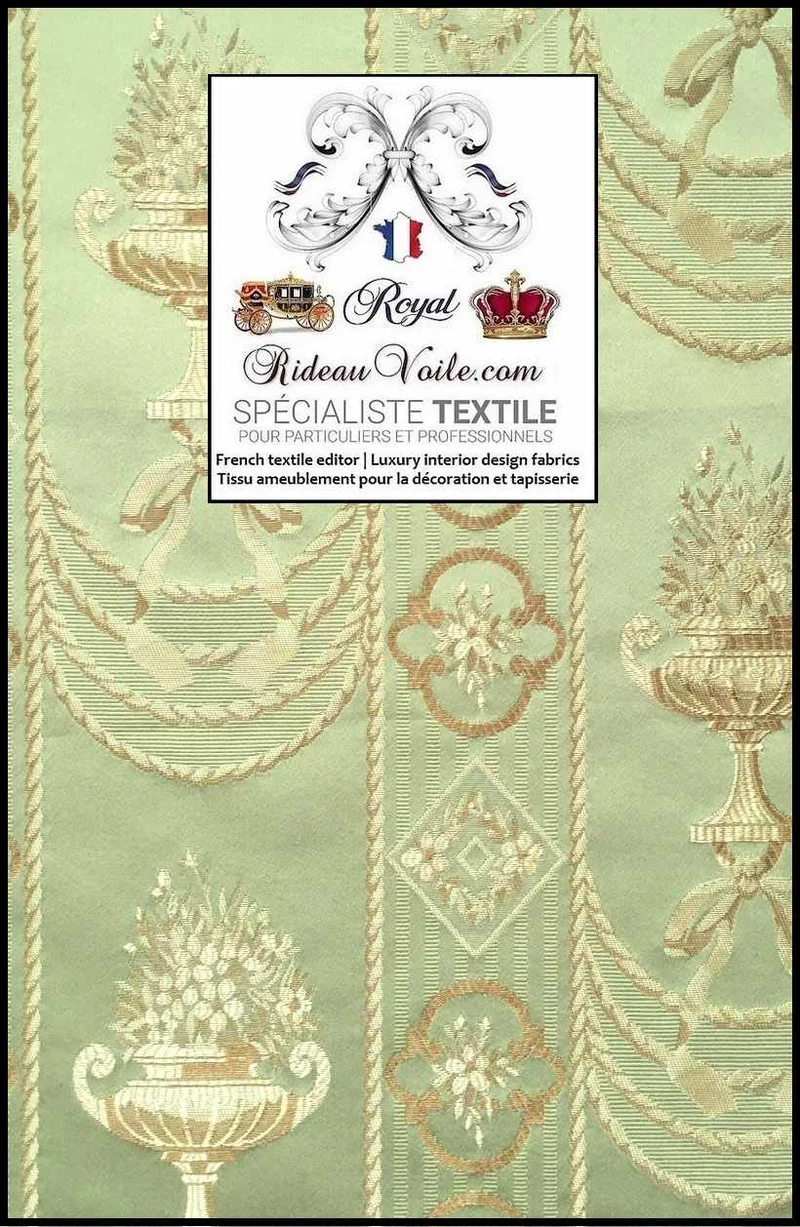 Tissu ameublement agencement mobilier déco Rococo Empire vert clair