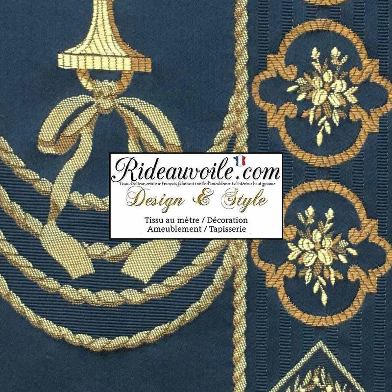 Tissu ameublement bleu Or agencement mobilier décoration design Rococo Empire