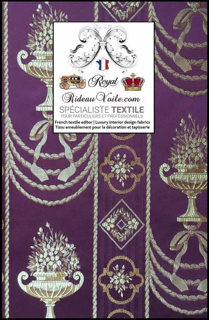 Tissu ameublement style Rococo intérieur contemporain Jacquard violet Or Empire