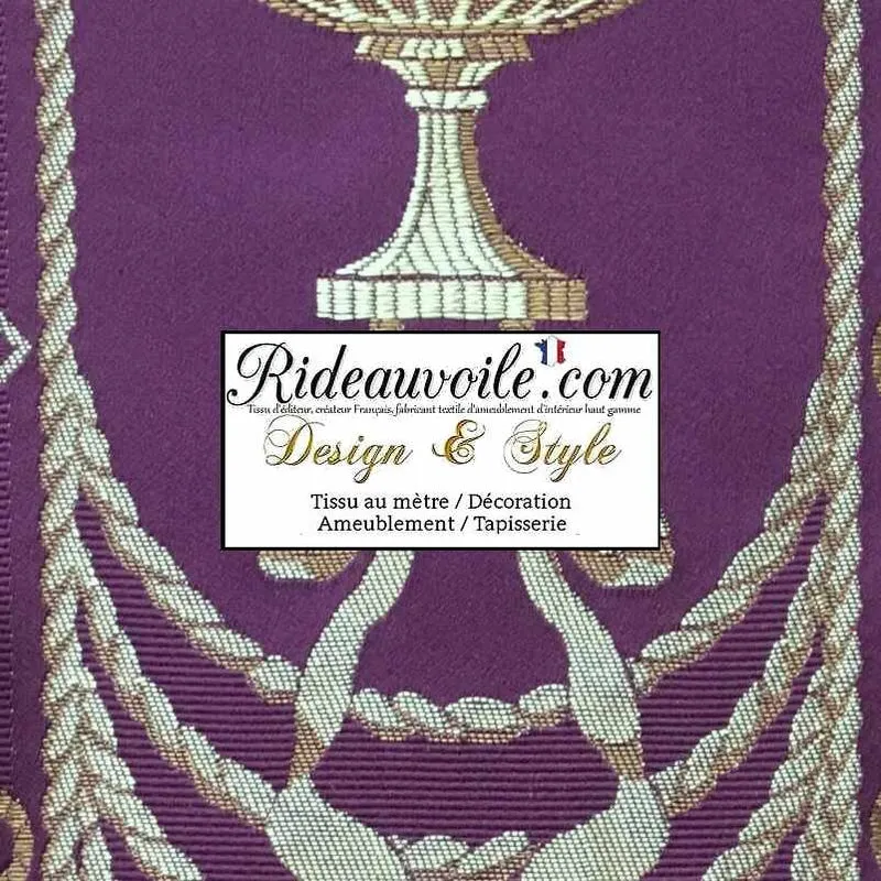 Tissu ameublement style Rococo intérieur contemporain Jacquard violet Or Empire